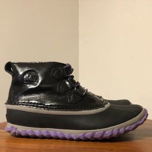 Sorel Kids Black and Purple Rain Boots